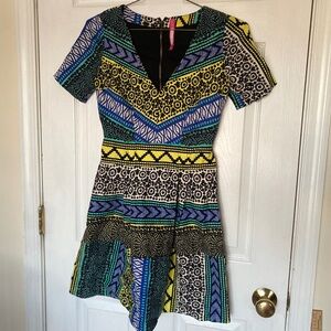 EUC Tracy Reese Blue and Yellow Patterned Mini Dress